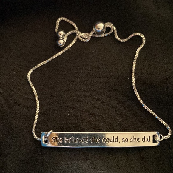 NEW sterling silver she believed she could so she did adjustable bar bracelet - Picture 7 of 8